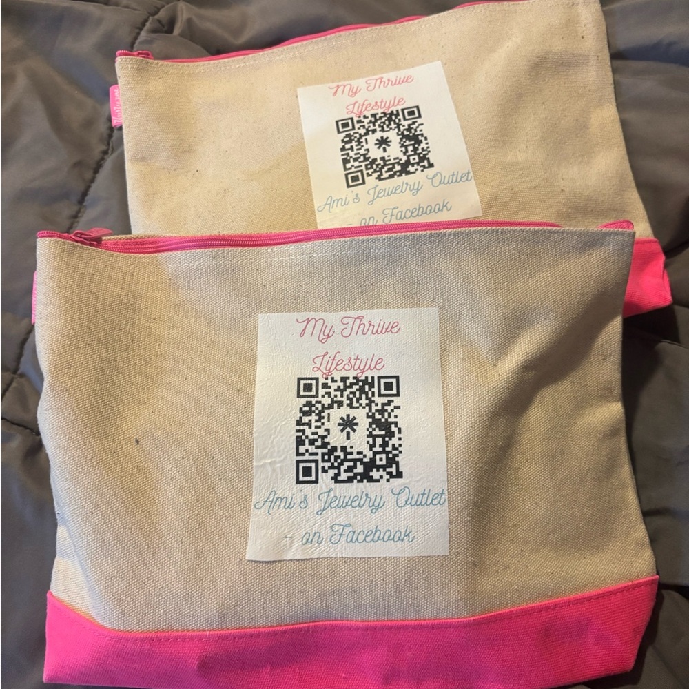 Canvas Pouches filled with make your own pens and jewelry items.